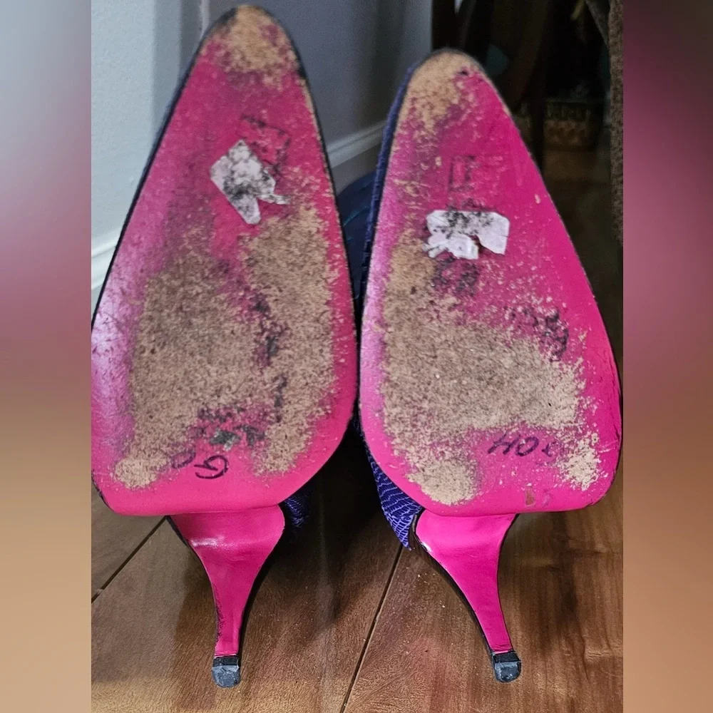 Vintage Emmanuel Ungaro Purple Reptile Leather Heeled Boots - Picture 4 of 4